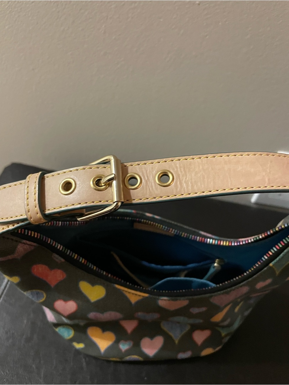 Dooney & Bourke Multicolor Heart Print Hobo Bag - Picture 4 of 6